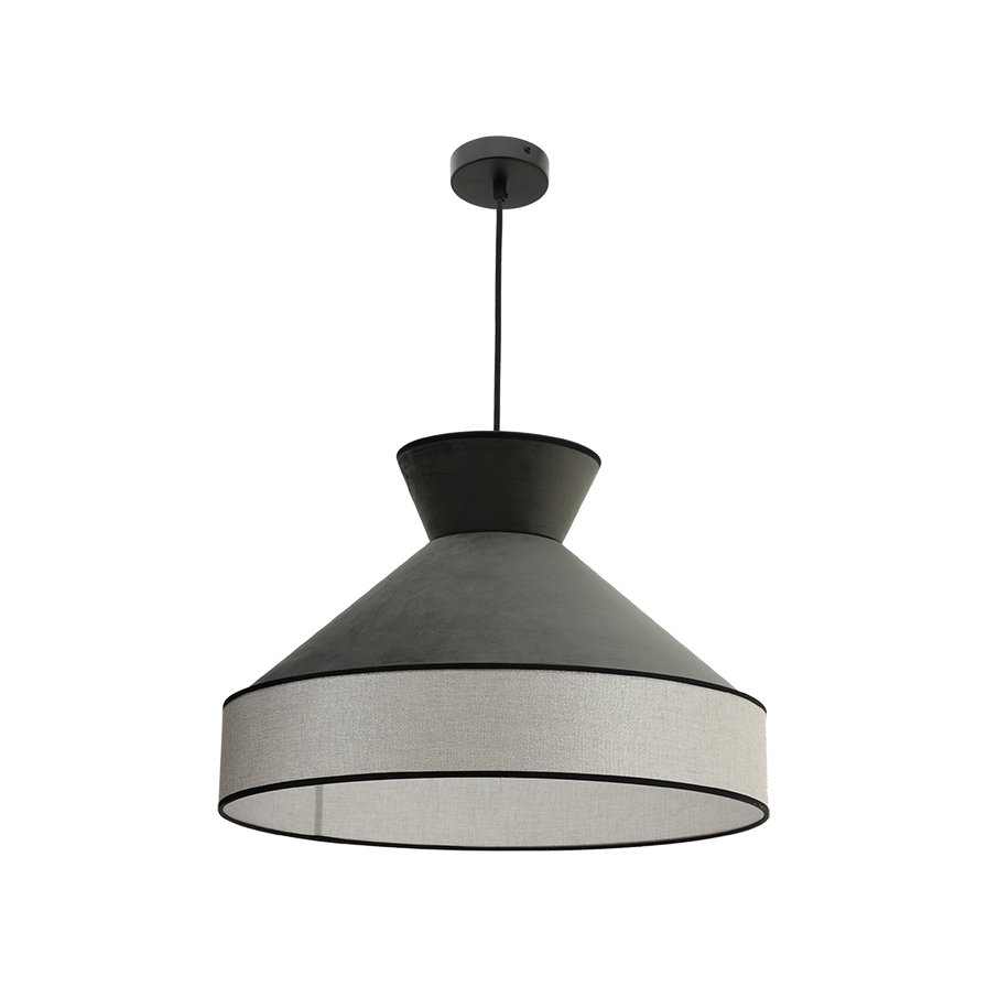 Suspension luminaire velours gris argenté 52 cm