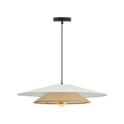 Suspension luminaire coton blanc et sisal 75 cm