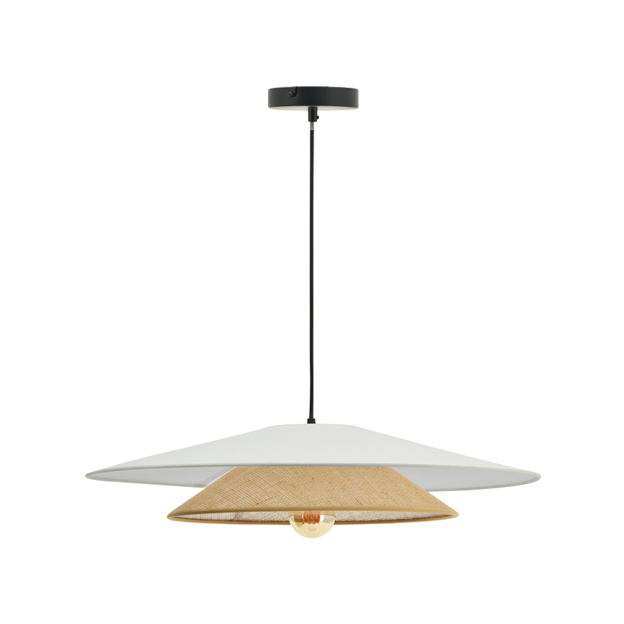 Suspension luminaire coton blanc et sisal 75 cm