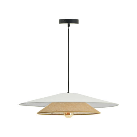 Suspension luminaire coton blanc et sisal 75 cm