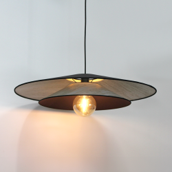 BOOMERANG - Suspension luminaire en coton noir et effet marbre - Ø75 cm