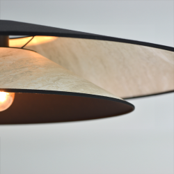 BOOMERANG - Suspension luminaire en coton noir et effet marbre - Ø75 cm