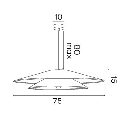 BOOMERANG - Suspension luminaire en coton blanc et effet marbre - Ø75 cm