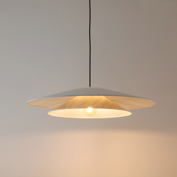 BOOMERANG - Suspension luminaire en coton blanc et effet marbre - Ø75 cm