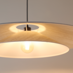 BOOMERANG - Suspension luminaire en coton blanc et effet marbre - Ø75 cm