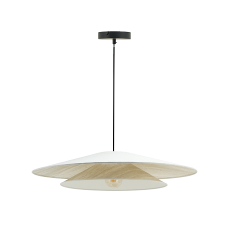 Suspension luminaire coton blanc et marbre 75 cm