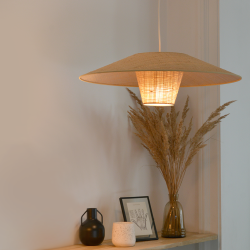 AZARA - Suspension luminaire en rotin naturel - Ø58 cm