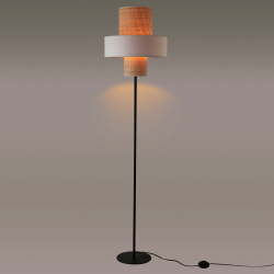 TEXA - Lampadaire blanc en rotin et coton - 38x160 cm