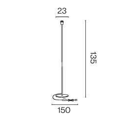 Pied de lampadaire en métal noir - 135 cm