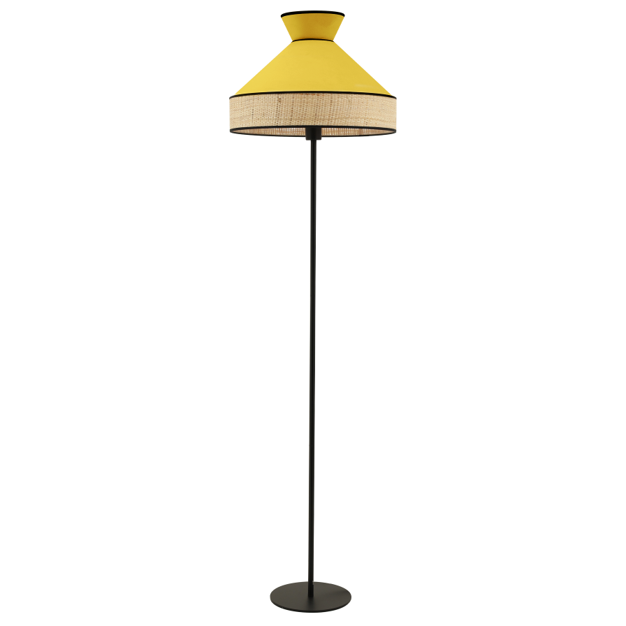 lampadaire en velours jaune moutarde