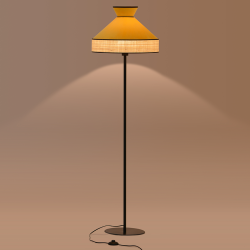 GATSBY - Lampadaire en velours jaune moutarde - Ø45x155 cm