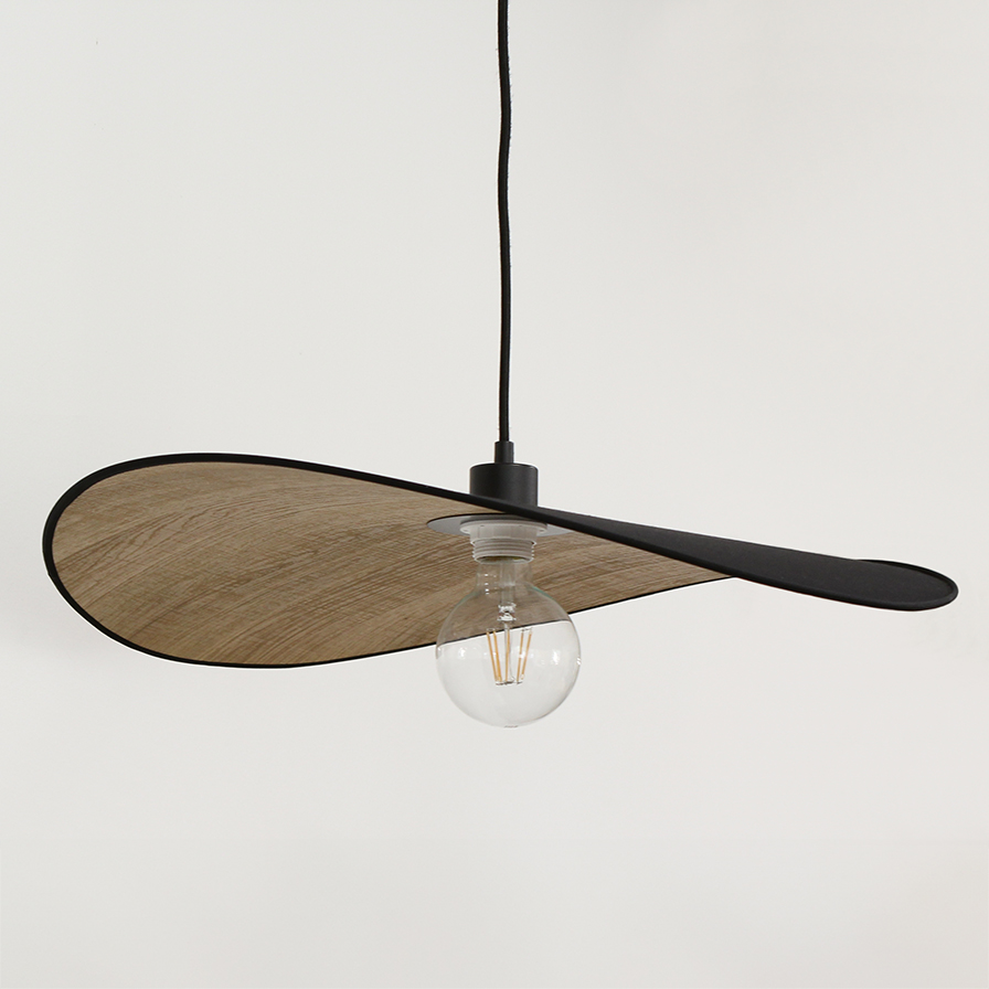 WAVE suspension luminaire noir  coton bois, Contemporain esthétique, minimaliste, image détails 5