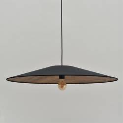 SOLO - Suspension luminaire en coton et effet bois - Ø75 cm