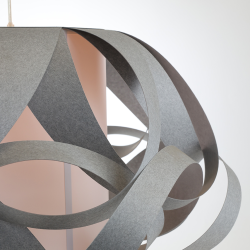 KIM - Suspension Luminaire Gris en Fibres Naturelles - Ø80 cm