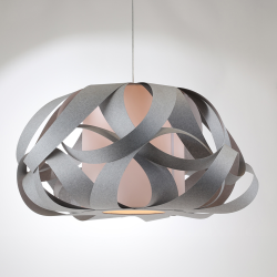 KIM - Suspension Luminaire Gris en Fibres Naturelles - Ø80 cm