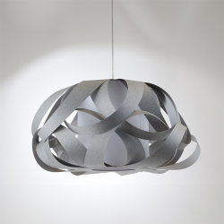 KIM - Suspension Luminaire Gris en Fibres Naturelles - Ø80 cm