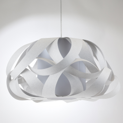 KIM - Suspension Luminaire Blanc en Fibres Naturelles - Ø80 cm