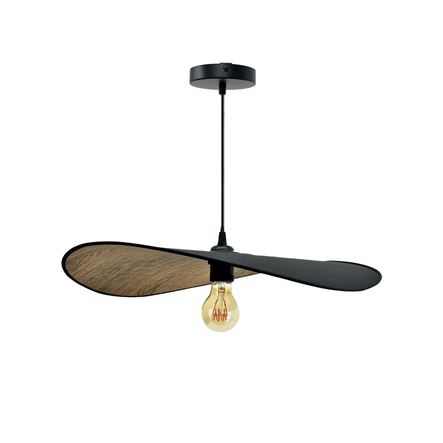 WAVE suspension luminaire noir  coton bois, Contemporain esthétique, minimaliste, image produit