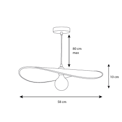 WAVE suspension luminaire noir coton bois, Contemporain esthétique, image dimensions produit