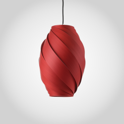 KELLY - Suspension luminaire rouge en chintz et polymère - Ø30 cm