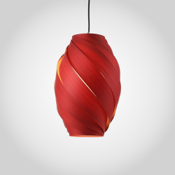 KELLY - Suspension luminaire rouge en chintz et polymère - Ø30 cm