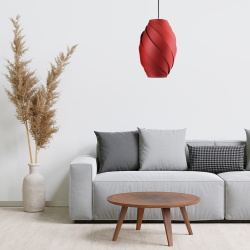 KELLY - Suspension luminaire rouge en chintz et polymère - Ø30 cm