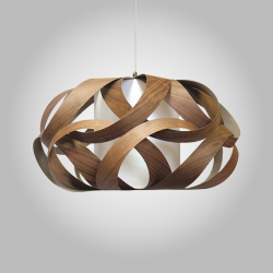 KIM - Suspension Luminaire en Polymère avec Effet Bois de Noyer - Ø62 cm