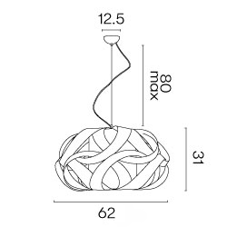 KIM - Suspension Luminaire en Polymère avec Effet Bois de Noyer - Ø62 cm