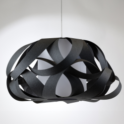 KIM - Suspension Luminaire Noir en Fibres Naturelles - Ø80 cm