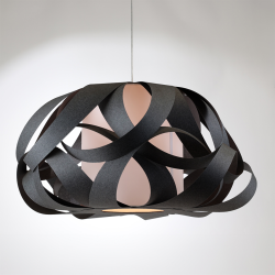 KIM - Suspension Luminaire Noir en Fibres Naturelles - Ø80 cm