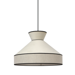 GATSBY - Suspension luminaire en velours blanc et bandeau doré - Ø52 cm