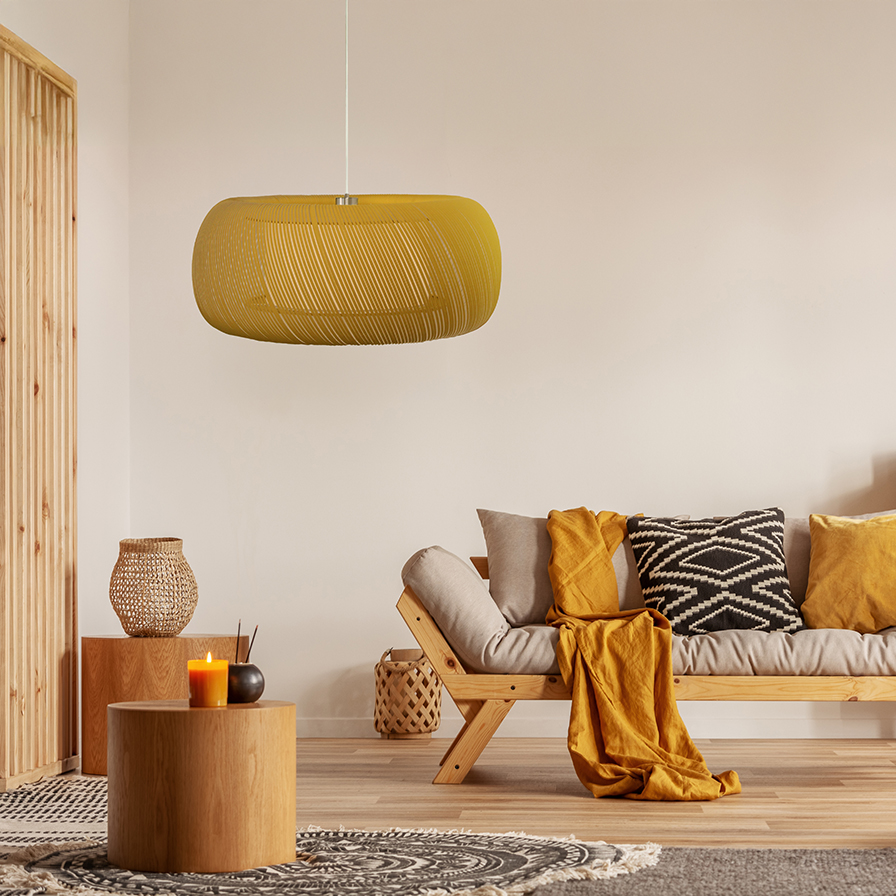 BONIE suspension jaune en chintz Style minimaliste design moderne 57cm image d'ambiance