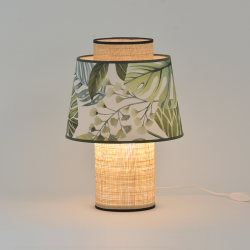 LULEA - Lampe de table à motif jungle camboya en rotin et viscose - ø28cm