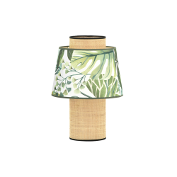 LULEA - Lampe de table à motif jungle camboya en rotin et viscose - ø28cm