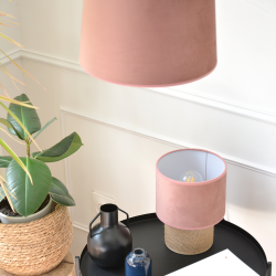 MARCIA - Suspension luminaire en velours rose terracotta - Ø28 cm