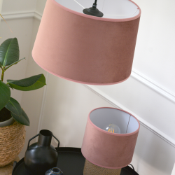 MARCIA - Suspension luminaire en velours rose terracotta - Ø28 cm