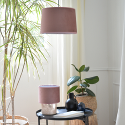 MARCIA - Suspension luminaire en velours rose terracotta - Ø28 cm