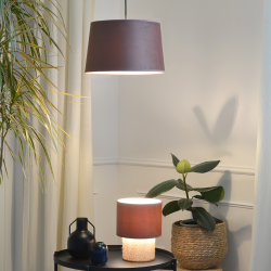 MARCIA - Suspension luminaire en velours rose terracotta - Ø28 cm