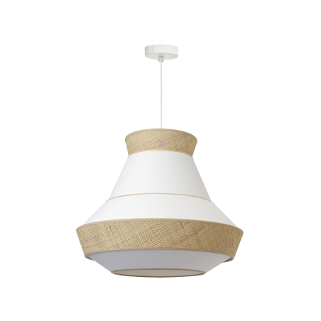 Suspension luminaire en coton blanc et rotin 45 cm