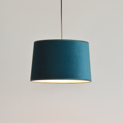 MARCIA - Suspension luminaire en velours bleu turquoise - Ø28 cm