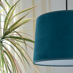 MARCIA - Suspension luminaire en velours bleu turquoise - Ø28 cm