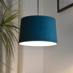 MARCIA - Suspension luminaire en velours bleu turquoise - Ø28 cm