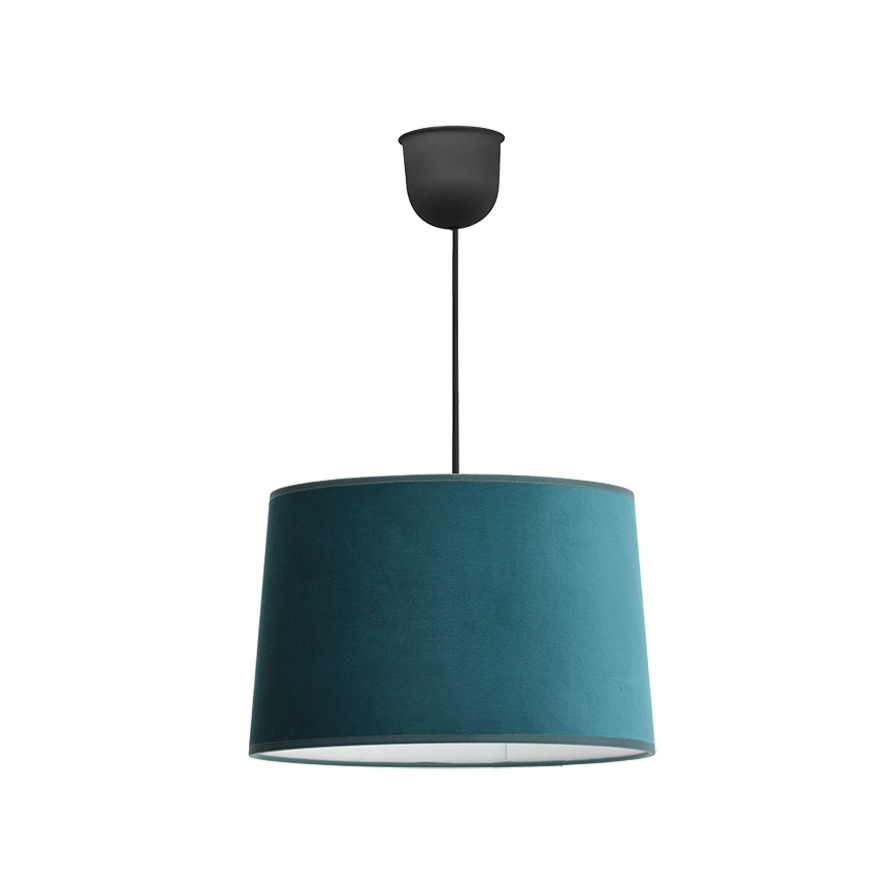 Suspension luminaire velours bleu turquoise 28 cm