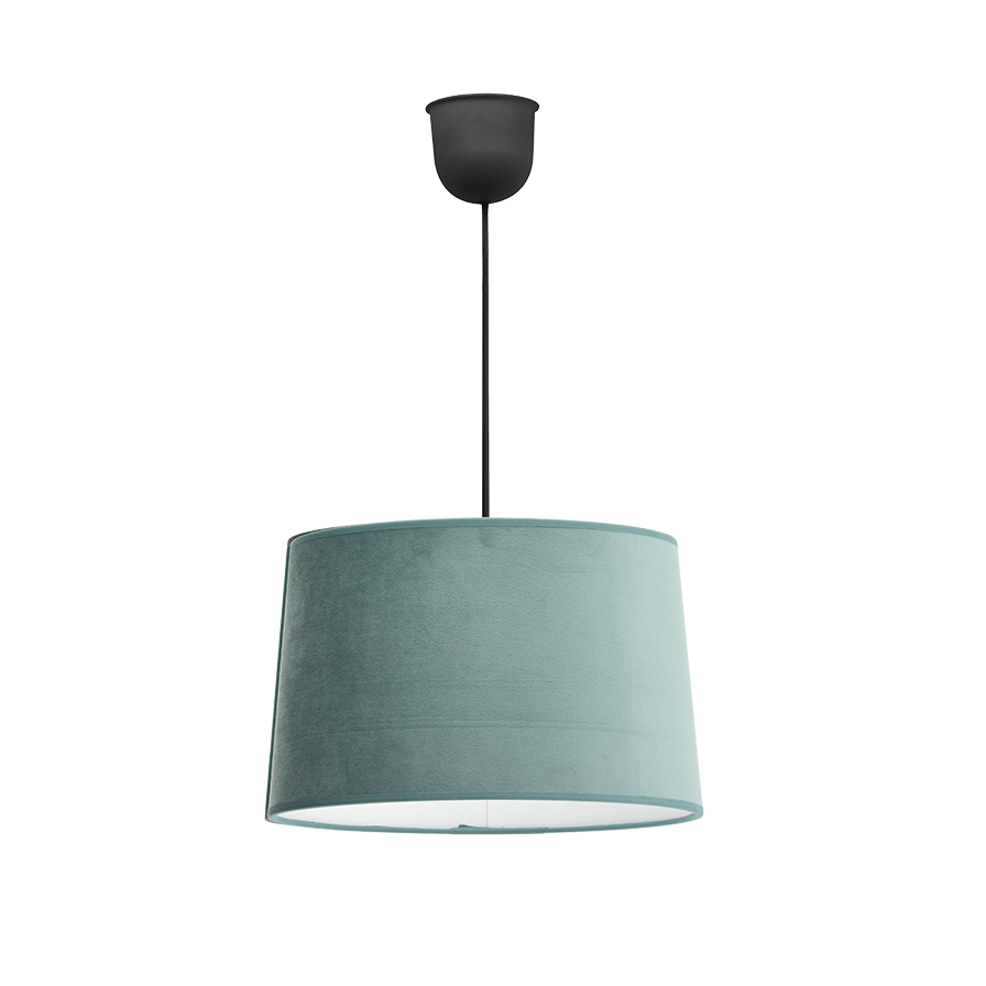 Suspension luminaire velours vert sauge 28 cm