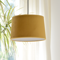 MARCIA - Suspension luminaire en velours jaune moutarde - Ø28 cm