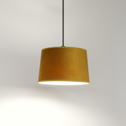 MARCIA - Suspension luminaire en velours jaune moutarde - Ø28 cm