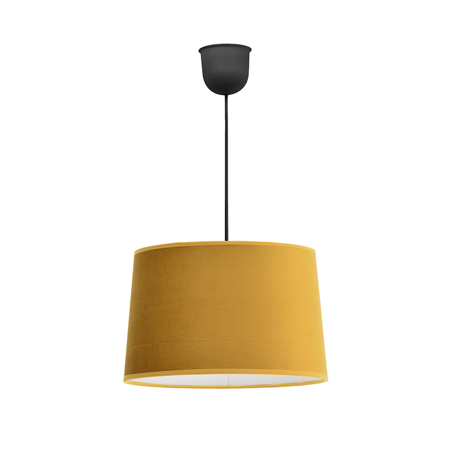 Suspension luminaire velours jaune moutarde 28 cm