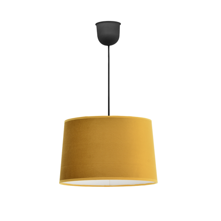 Suspension luminaire velours jaune moutarde 28 cm