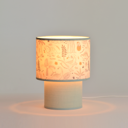 CASPER - Lampe de table enfant à motifs dinosaures en coton et viscose - Ø17 cm