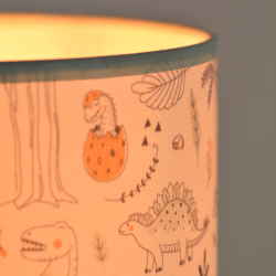 CASPER - Lampe de table enfant à motifs dinosaures en coton et viscose - Ø17 cm